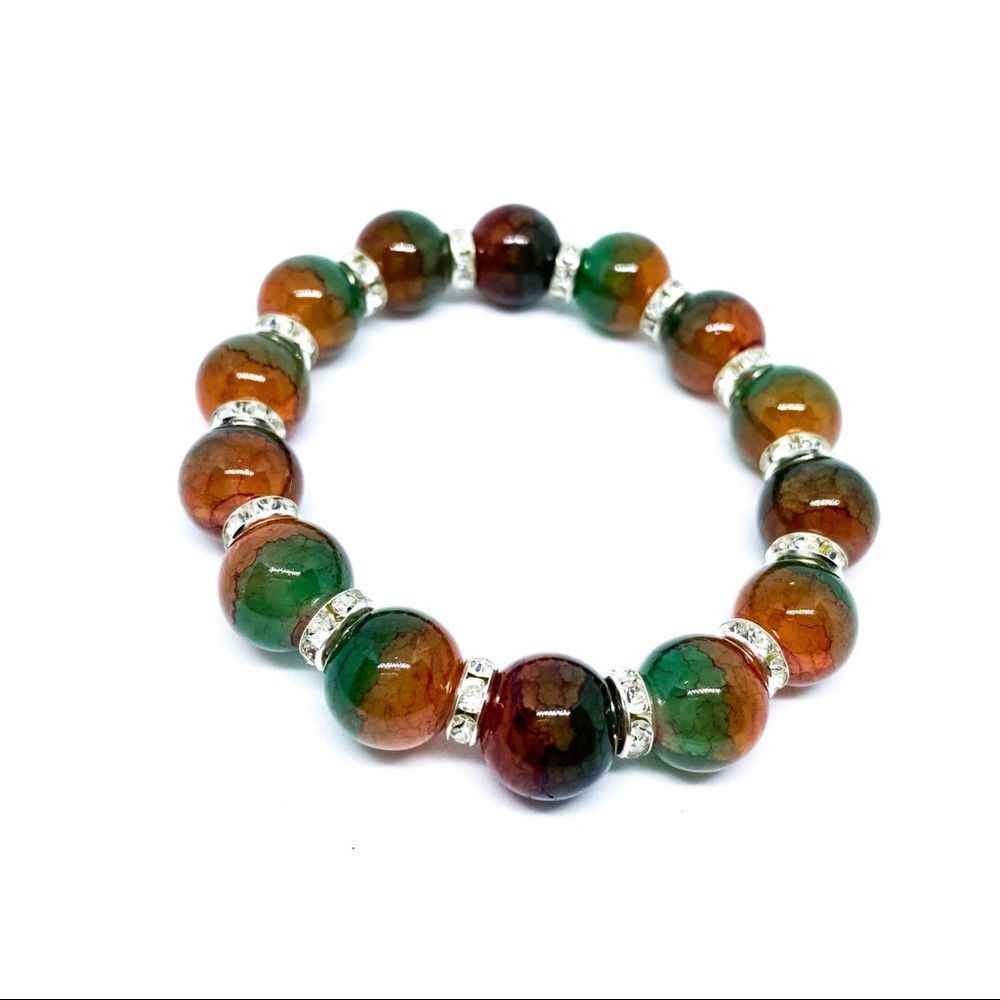 NWT Brown Green rhinestone separator bracelet